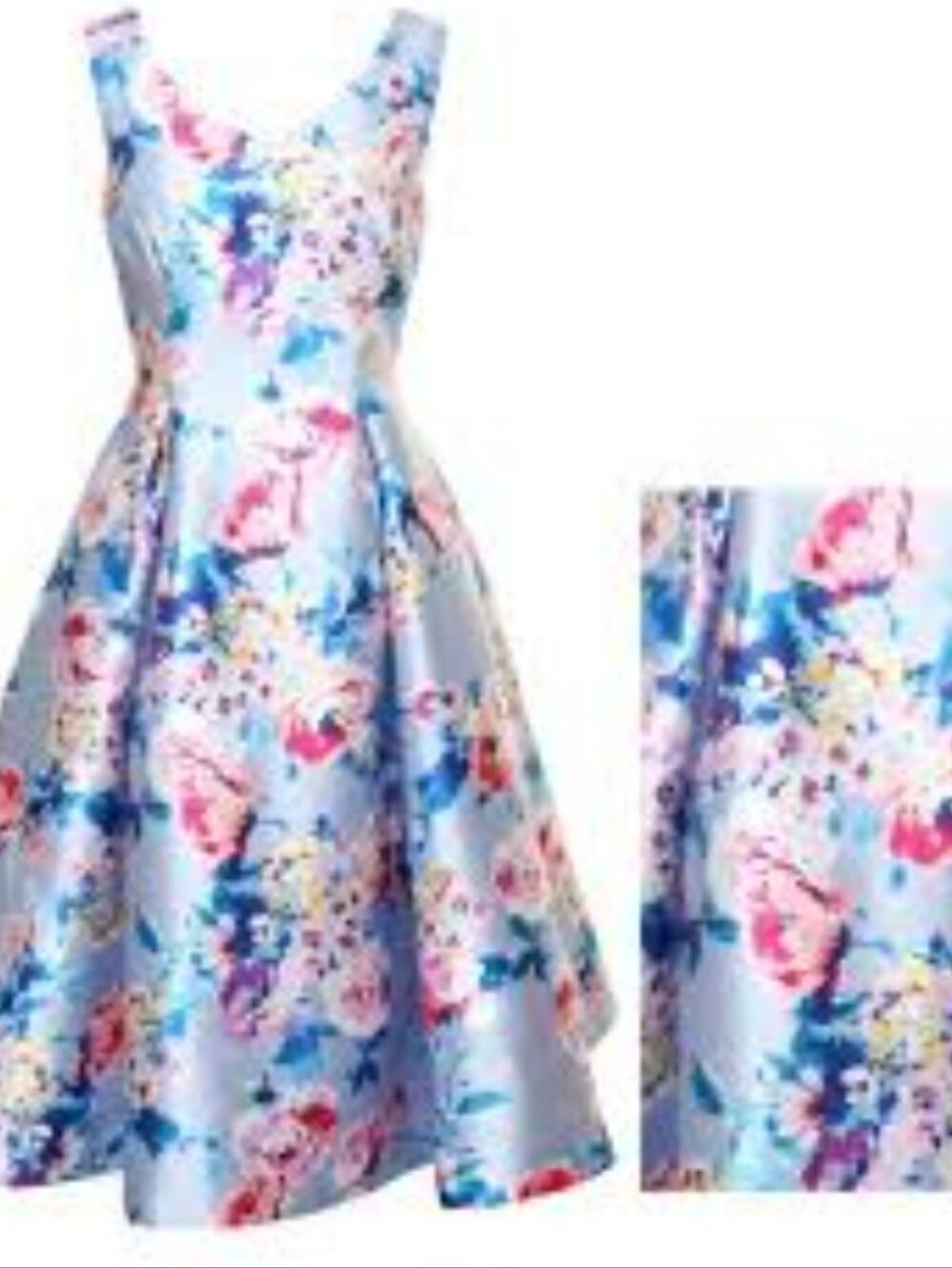 Alex Evenings Light Blue Floral Fit-and-Flare Girls' Dress #300#